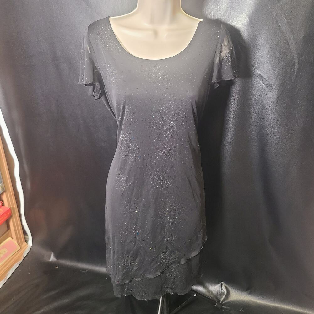 Vintage 90s CDC Black Sheath Glitter Dress Size 9
